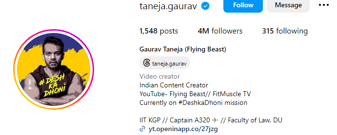 gaurav taneja instagram income
