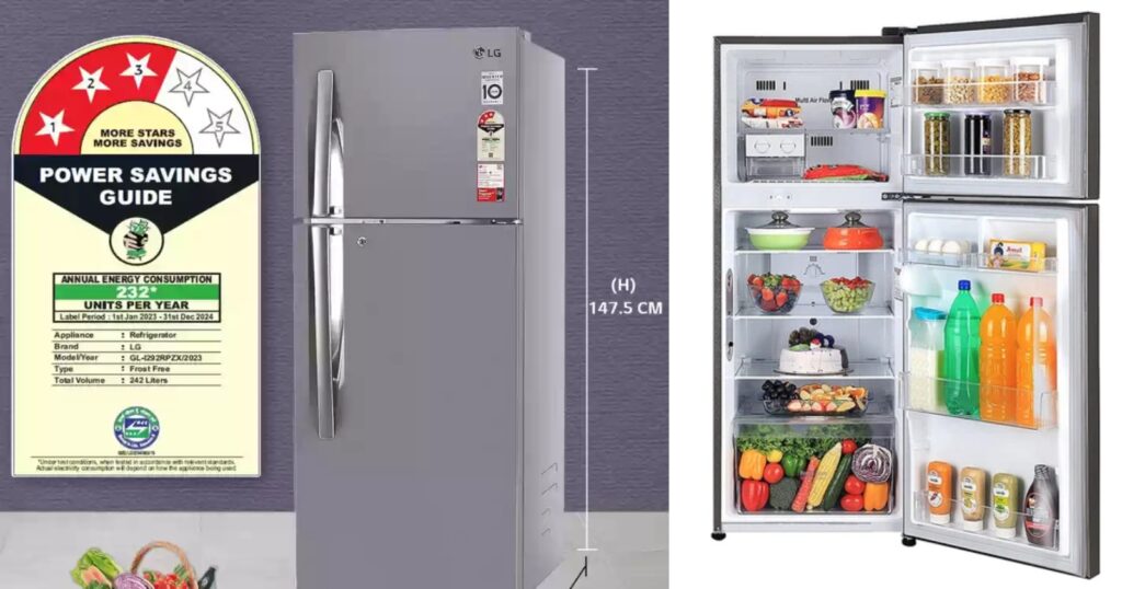 LG 242 L Frost Free Double Door 3 Star Refrigerator with Smart Inverter