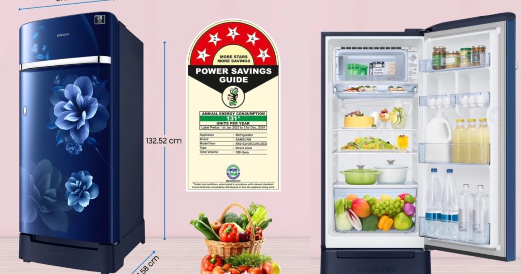 Samsung 189 L Direct Cool Single Door 5 Star Refrigerator with Base Drawer with Digital Inverter