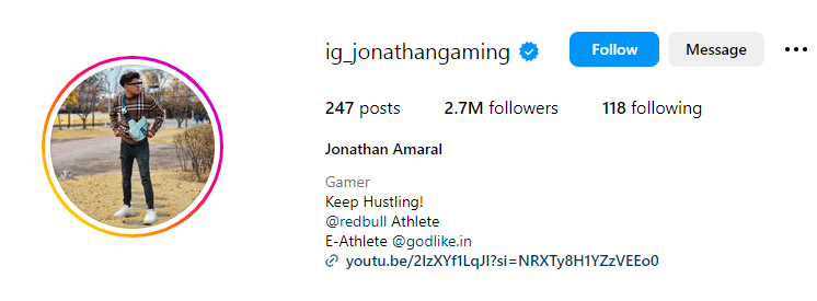 Jonathan Gaming Instagram