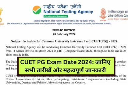 CUET PG Exam Date 2024