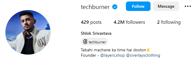 Tech Burner Instagram