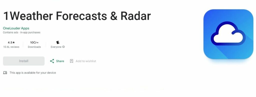 1Weather Forecasts & Radar