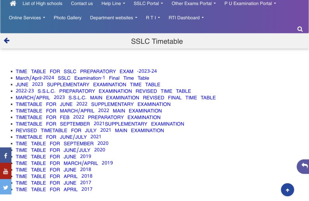 SSLC Exam Time Table 2024