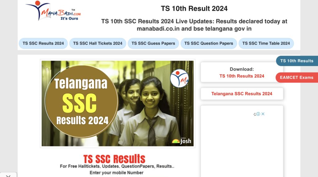 Manabadi SSC Result 2024 Telangana