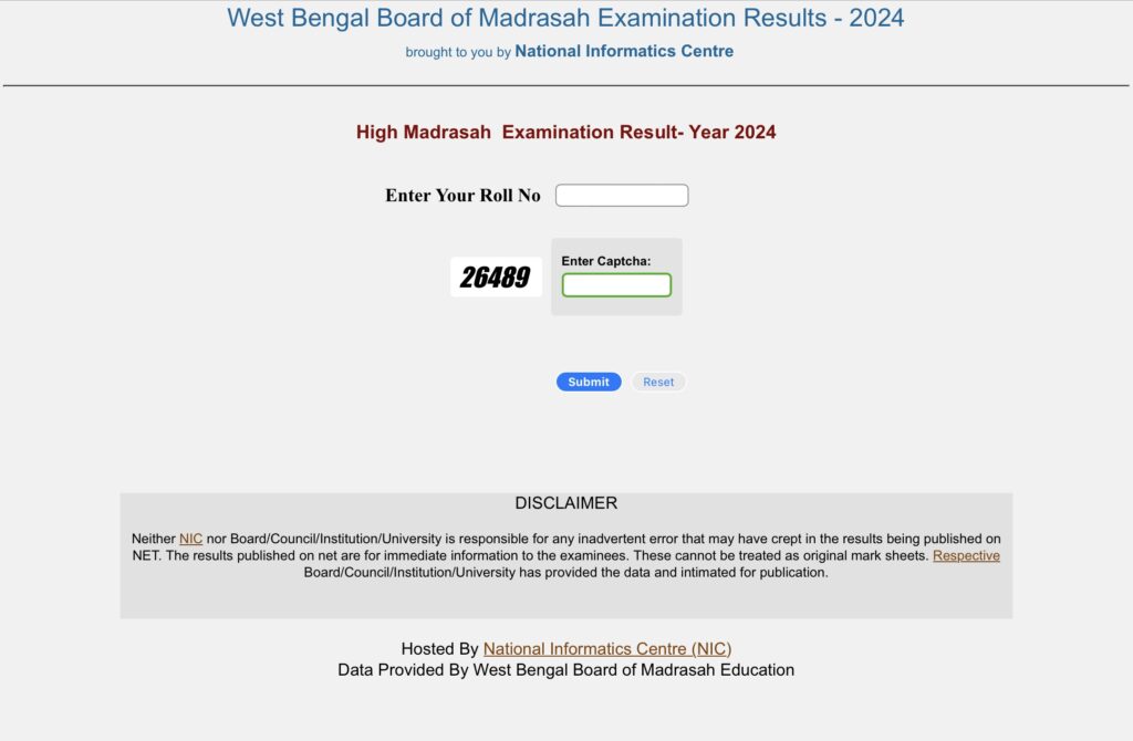 WB Madrasah Board Result 2024