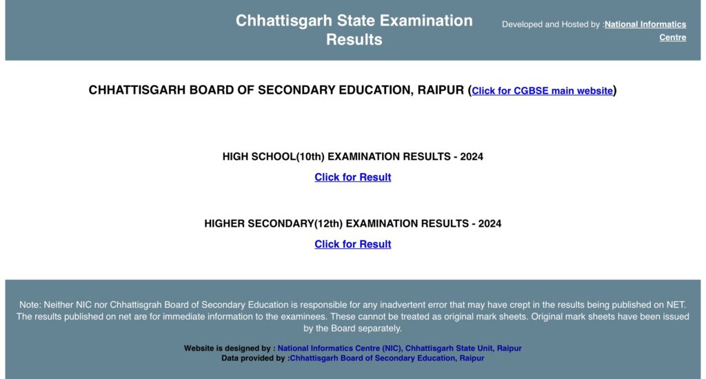 CG Board Exam Result